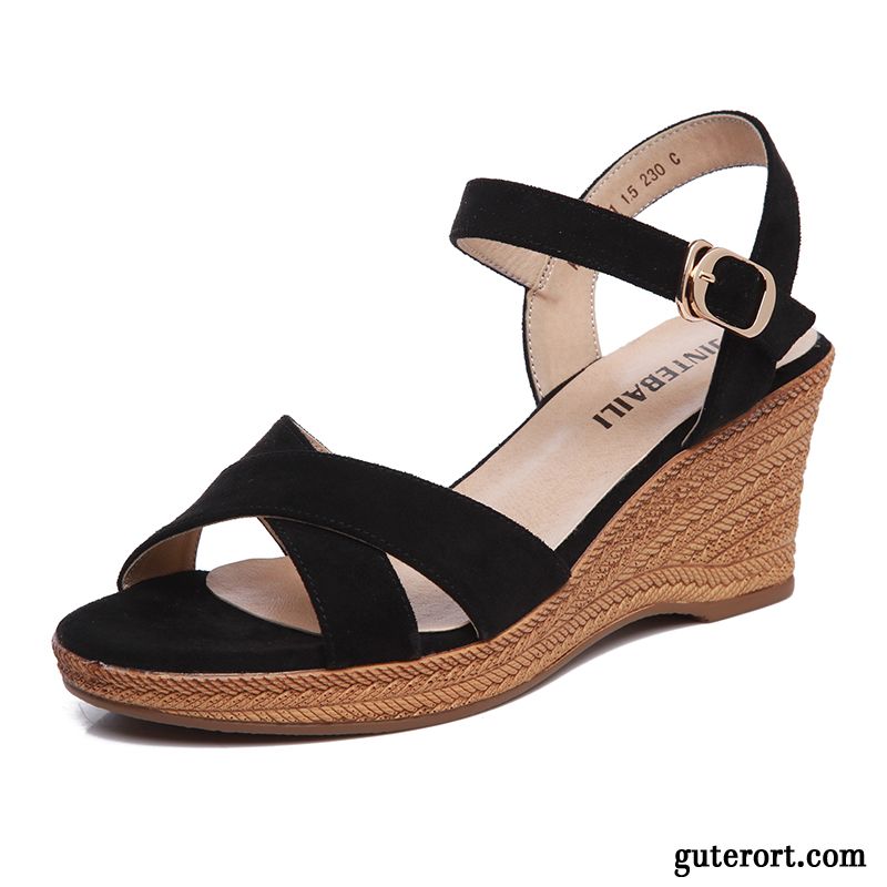 Sandalen Damen Wasserdichte Plattform Sommer Plateauschuhe Hochhackigen Keilschuhe Neue Schwarz