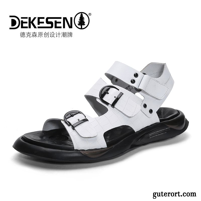 Sandalen Herren Casual Europa Allgleiches Mode Teenager Rom Sandfarben Schwarz