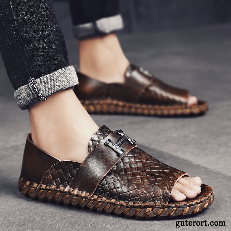 Sandalen Herren Casual Europa Persönlichkeit Schuhe Neue Trend Sandfarben Schwarz