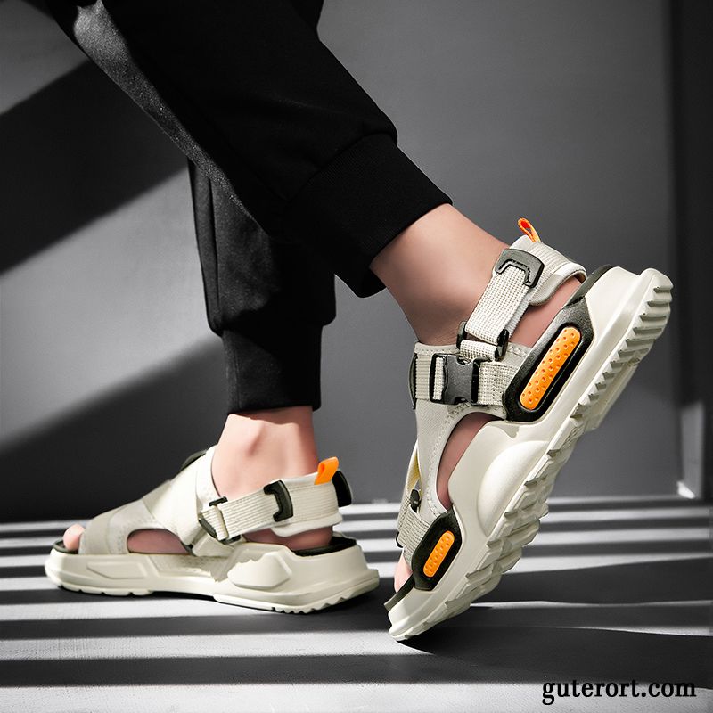 Sandalen Herren Dicke Sohle Jugend Trend Neue Schuhe Hausschuhe Sandfarben Weiß