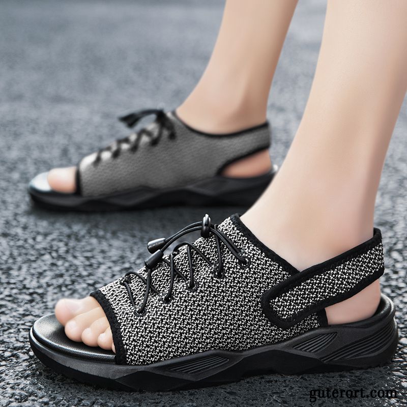 Sandalen Herren Dicke Sohle Pantolette Trend Hausschuhe Rutschsicher Europa Grün Sandfarben