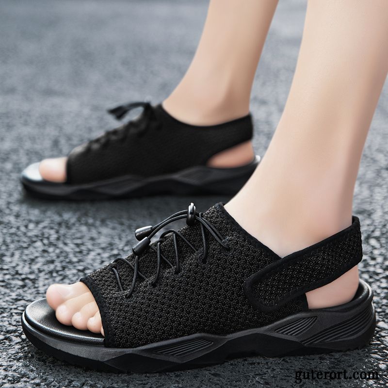 Sandalen Herren Dicke Sohle Pantolette Trend Hausschuhe Rutschsicher Europa Grün Sandfarben