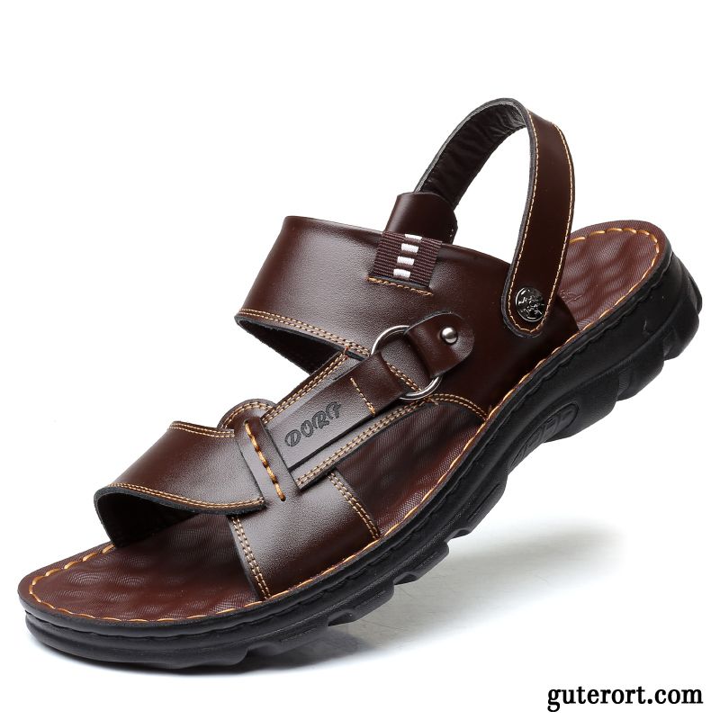 Sandalen Herren Dicke Sohle Schuhe Neue Rutschsicher Sommer Weiche Sohle Sandfarben Schwarz