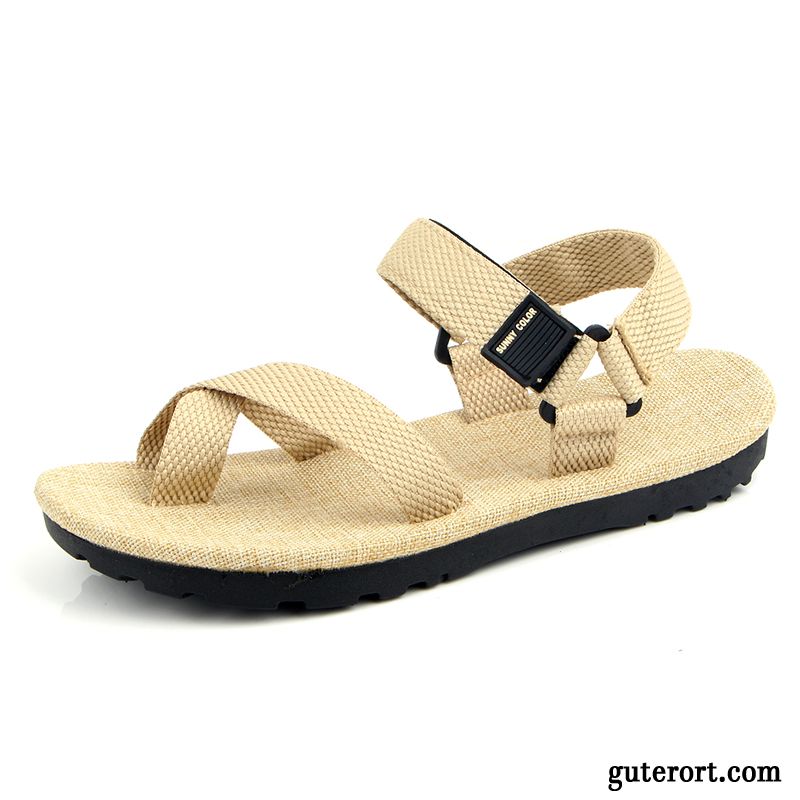 Sandalen Herren Draussen Casual Schuhe Persönlichkeit Sommer Rutschsicher Sandfarben Rot