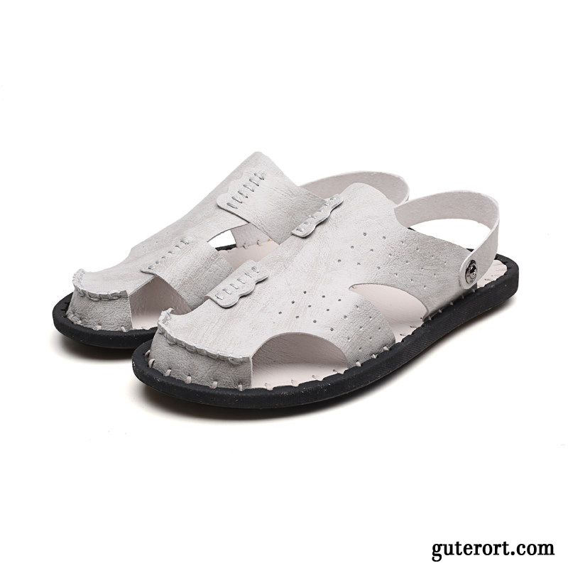 Sandalen Herren Europa Weiche Sohle Schuhe Neue Trend Sommer Sandfarben Weiß