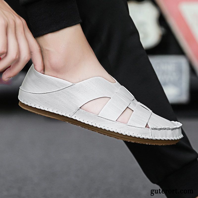 Sandalen Herren Europa Weiche Sohle Schuhe Neue Trend Sommer Sandfarben Weiß