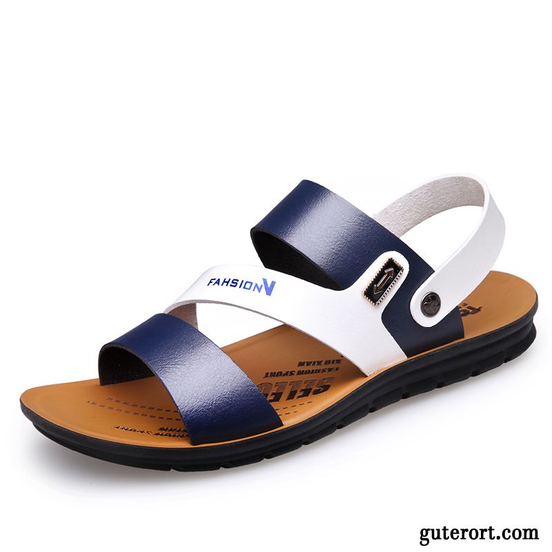 Sandalen Herren Hausschuhe Neue Casual Europa Rutschsicher Trend Sandfarben Blau