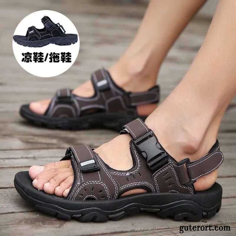 Sandalen Herren Neue Hausschuhe Sommer Europa Schüler Jugend Sandfarben Gold Gelb