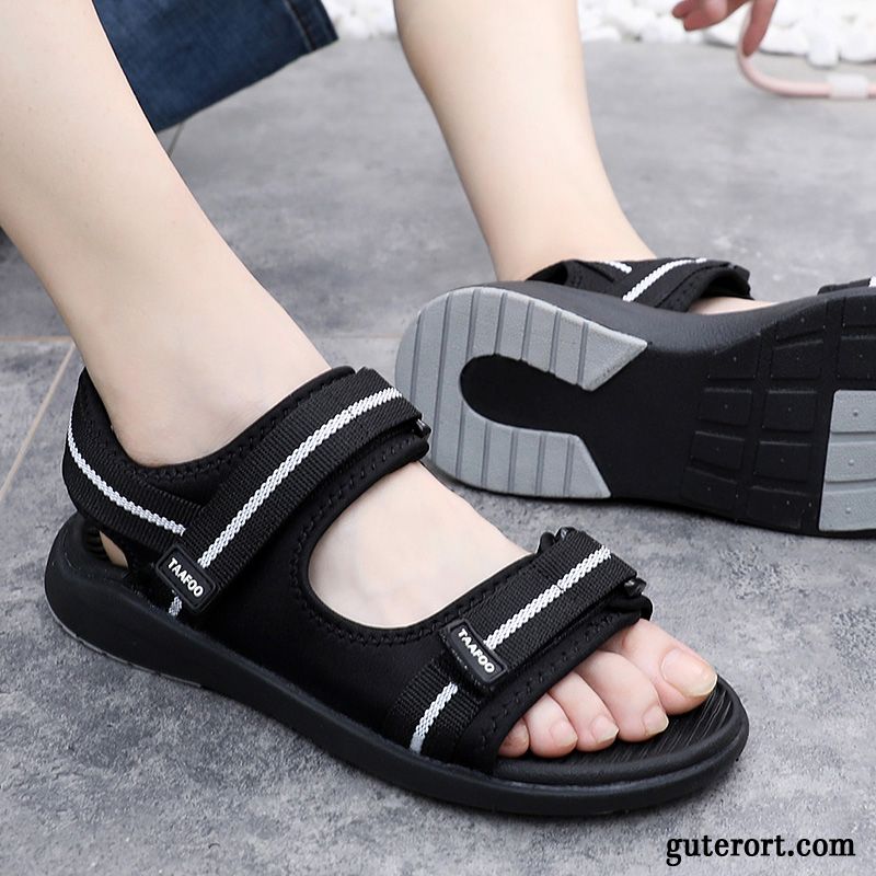 Sandalen Herren Neue Sommer Schuhe Trend Gummi Draussen Sandfarben Schwarz