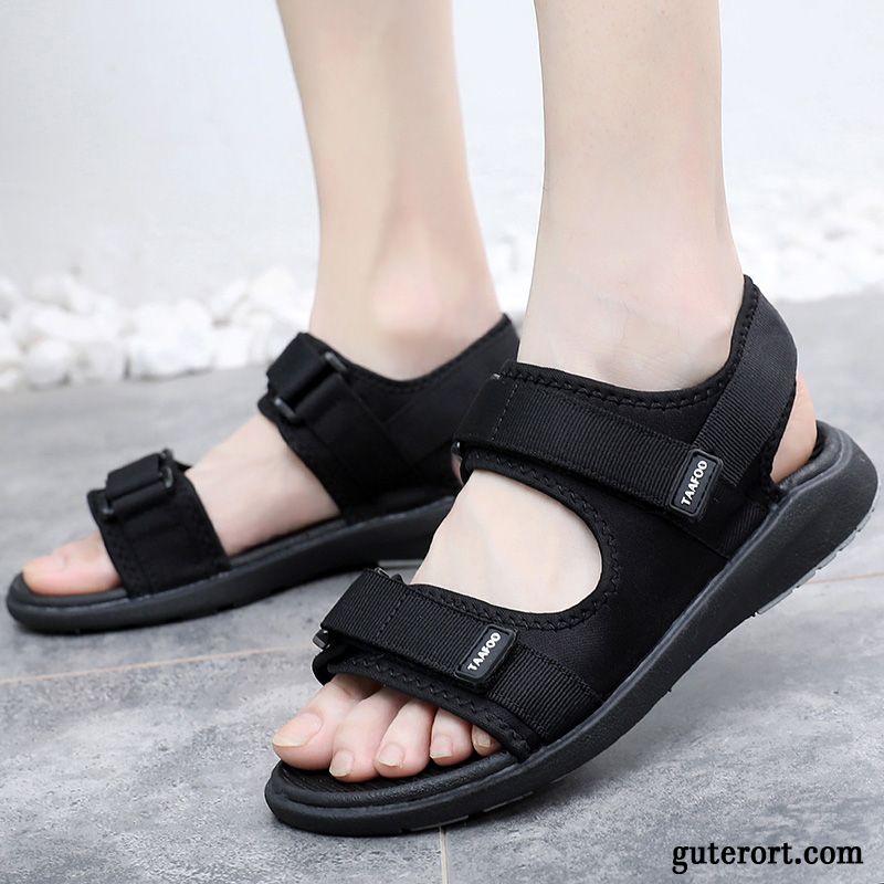 Sandalen Herren Neue Sommer Schuhe Trend Gummi Draussen Sandfarben Schwarz