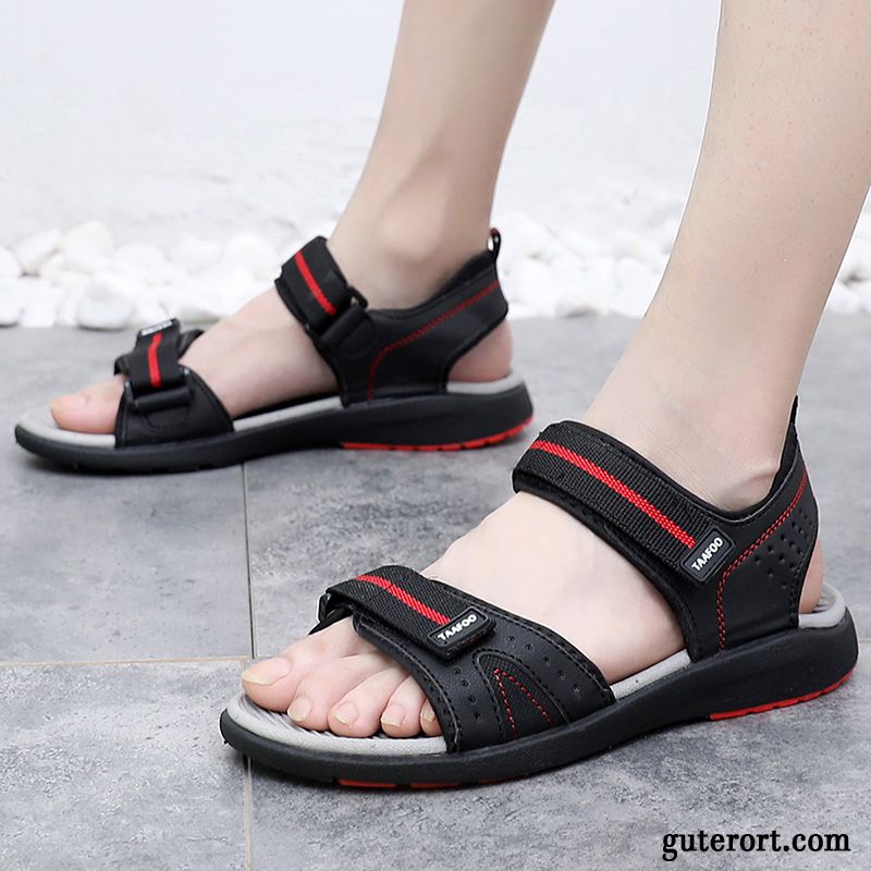 Sandalen Herren Neue Sommer Schuhe Trend Gummi Draussen Sandfarben Schwarz