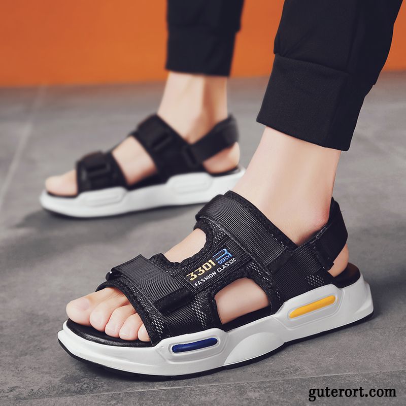 Sandalen Herren Pantolette Schuhe Sommer Casual Allgleiches Neue Sandfarben Weiß