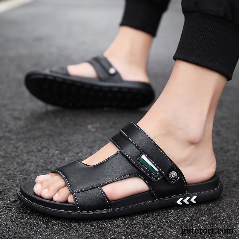 Sandalen Herren Persönlichkeit Neue Sommer Trend Teenager Hausschuhe Sandfarben Schwarz