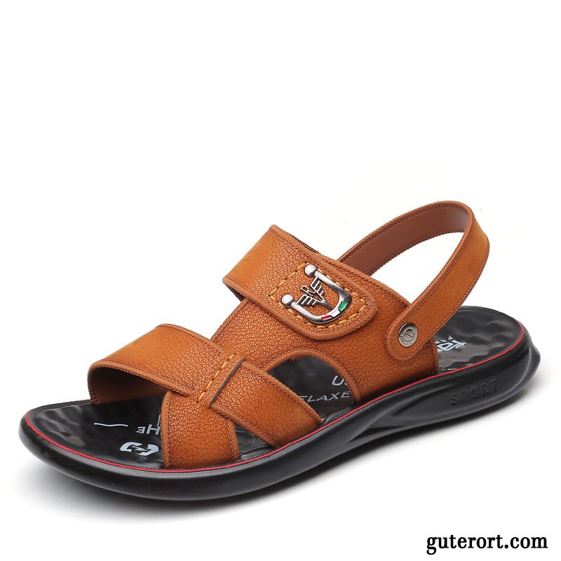 Sandalen Herren Rutschsicher Neue Hausschuhe Sommer Trend Sandfarben Grau