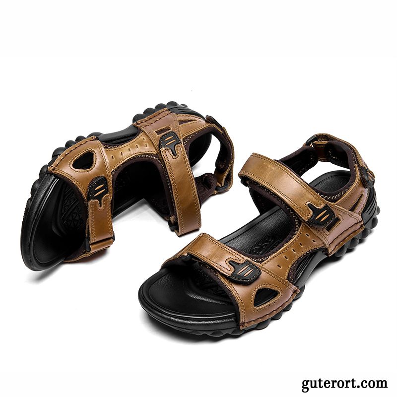 Sandalen Herren Schuhe Große Größe Neue Casual Sommer Sandfarben Braun