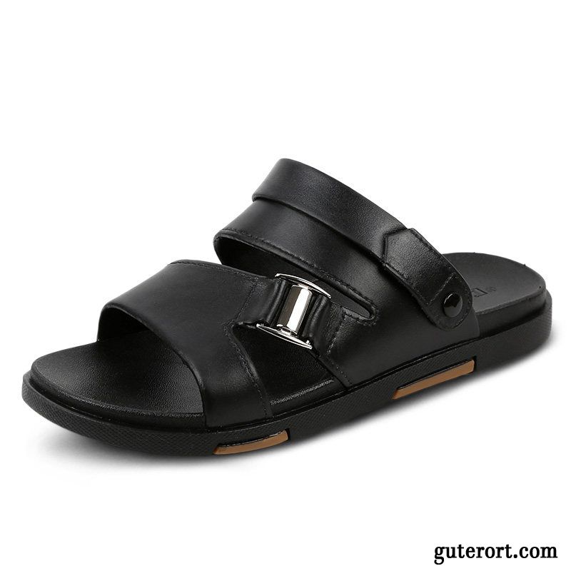 Sandalen Herren Schuhe Täglich Weiche Sohle Atmungsaktiv Neue Casual Sandfarben Schwarz