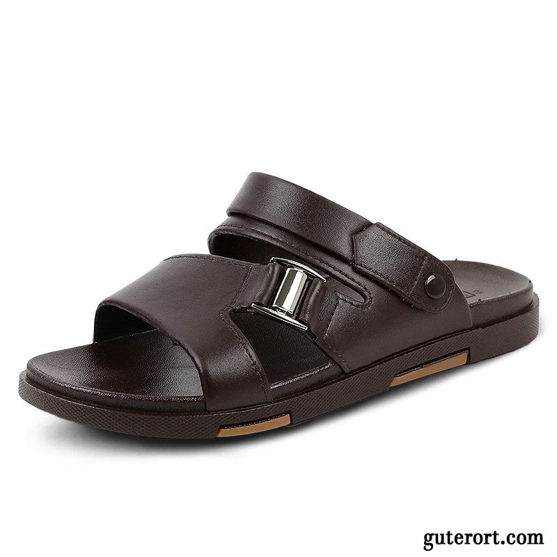 Sandalen Herren Schuhe Täglich Weiche Sohle Atmungsaktiv Neue Casual Sandfarben Schwarz