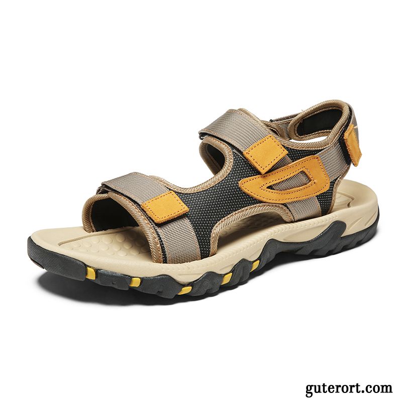 Sandalen Herren Sommer Europa Rutschsicher Trend Große Größe Persönlichkeit Khaki Sandfarben