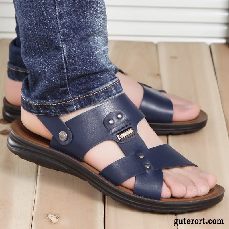 Sandalen Herren Sommer Pantolette Neue Rutschsicher Atmungsaktiv Trend Sandfarben Schwarz