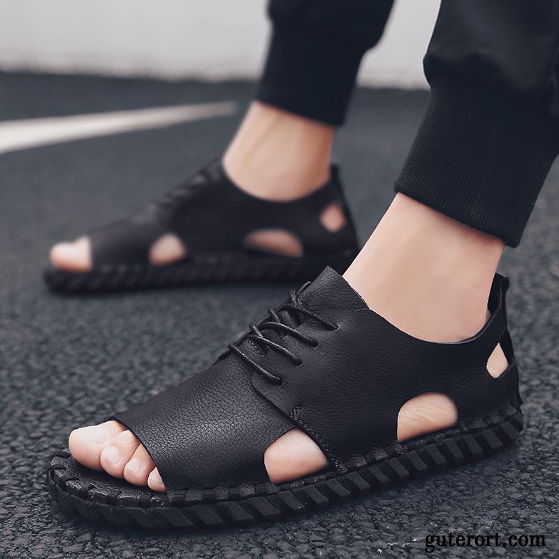 Sandalen Herren Sommer Persönlichkeit Rutschsicher Mode Schuhe Trend Sandfarben Schwarz