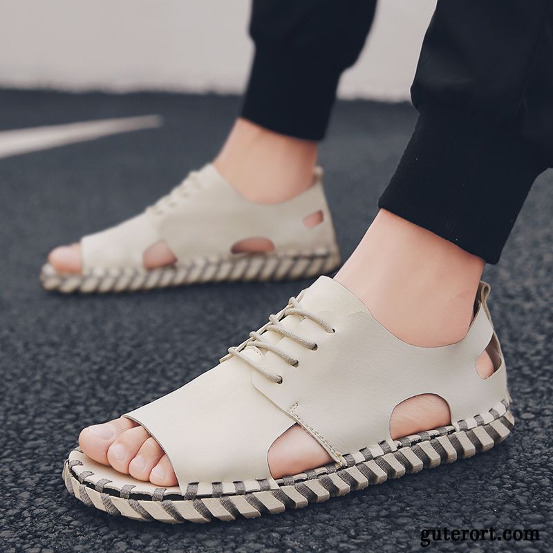 Sandalen Herren Sommer Persönlichkeit Rutschsicher Mode Schuhe Trend Sandfarben Schwarz