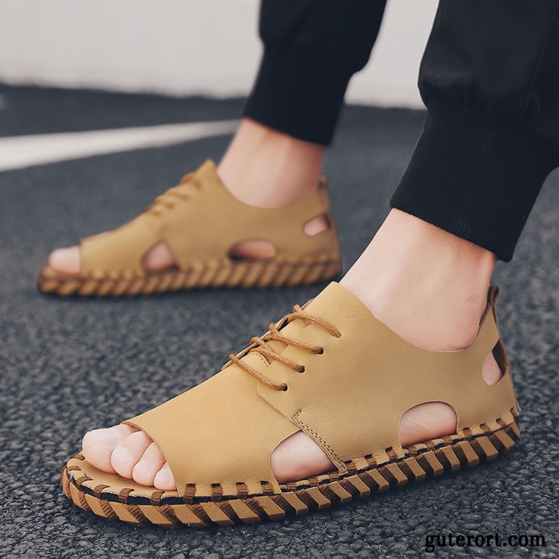 Sandalen Herren Sommer Persönlichkeit Rutschsicher Mode Schuhe Trend Sandfarben Schwarz