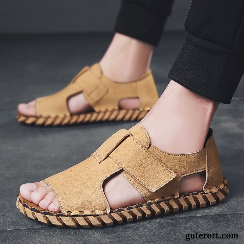 Sandalen Herren Sommer Persönlichkeit Rutschsicher Mode Schuhe Trend Sandfarben Schwarz