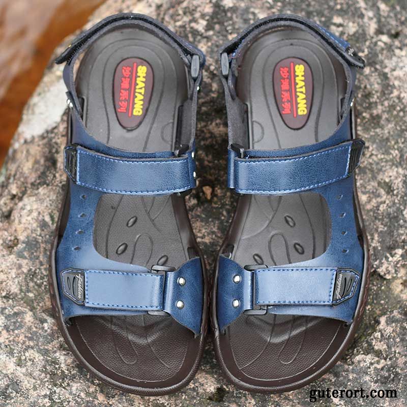 Sandalen Herren Sommer Rutschsicher Casual Schuhe Neue Sandfarben Blau