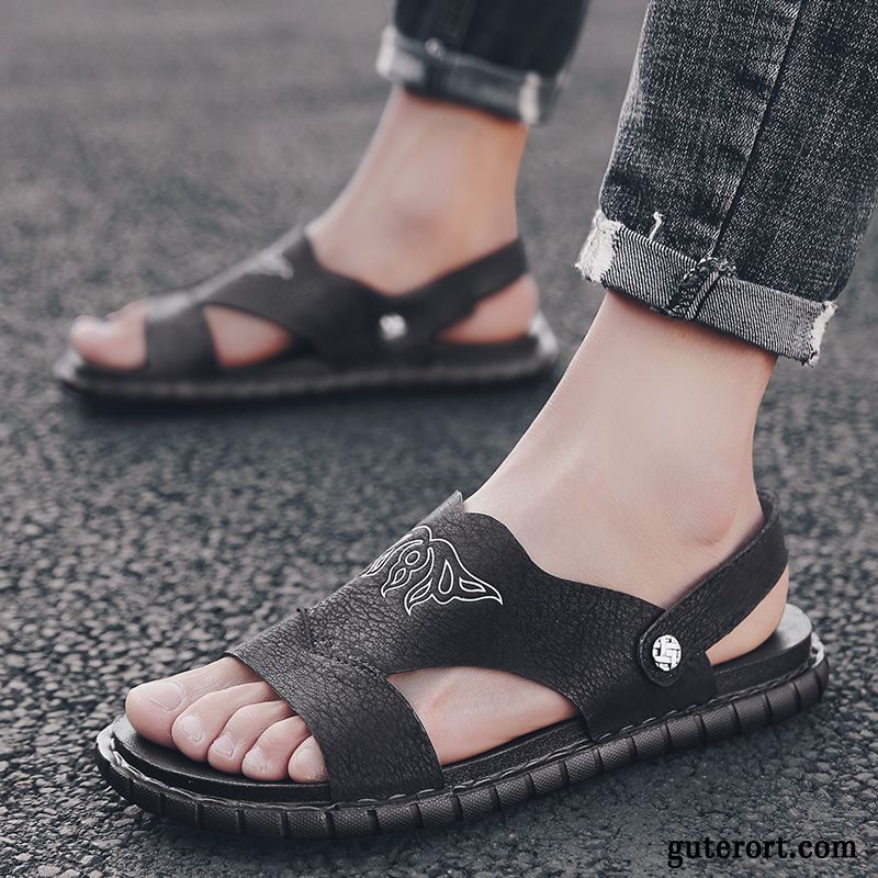 Sandalen Herren Sommer Trend Hausschuhe Neue Rutschsicher Casual Sandfarben Schwarz