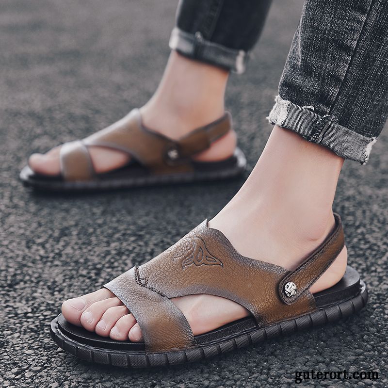 Sandalen Herren Sommer Trend Hausschuhe Neue Rutschsicher Casual Sandfarben Schwarz