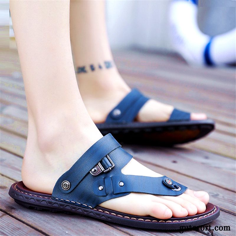 Sandalen Herren Sommer Trend Neue Weiche Sohle Hausschuhe Rutschsicher Sandfarben Schwarz