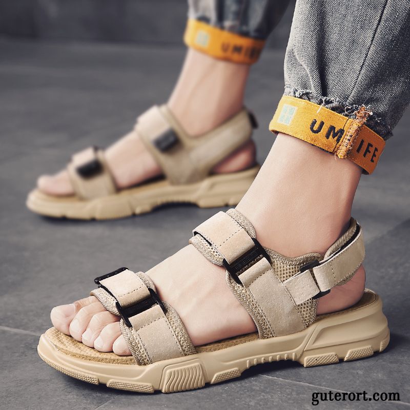 Sandalen Herren Sommer Trend Rom Europa Mode Hausschuhe Sandfarben Schwarz