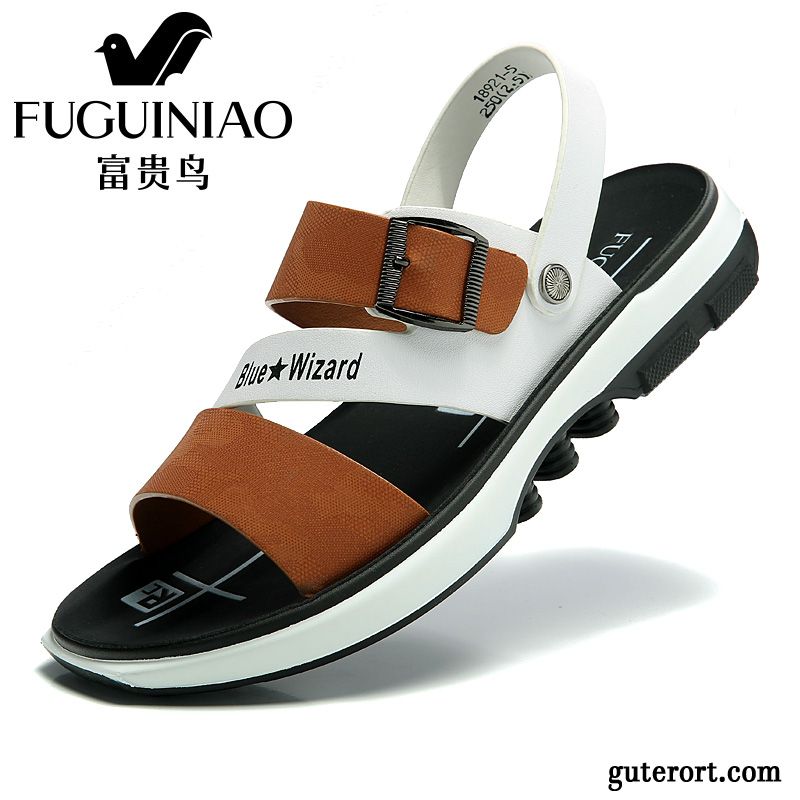 Sandalen Herren Trend Draussen Schuhe Casual Sommer Europa Sandfarben Schwarz