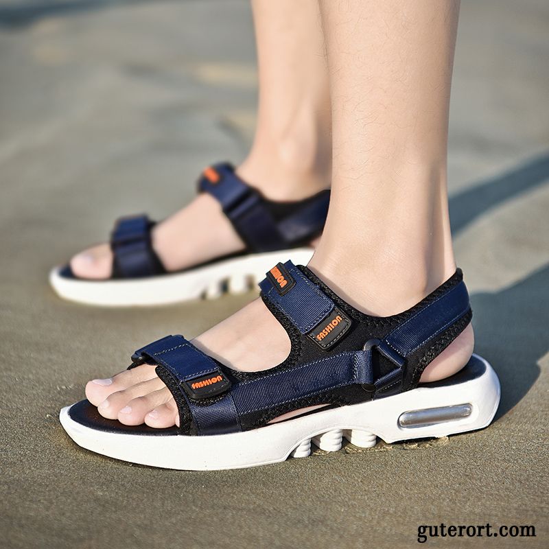 Sandalen Herren Trend Pantolette Sommer Europa Schüler Allgleiches Sandfarben Blau