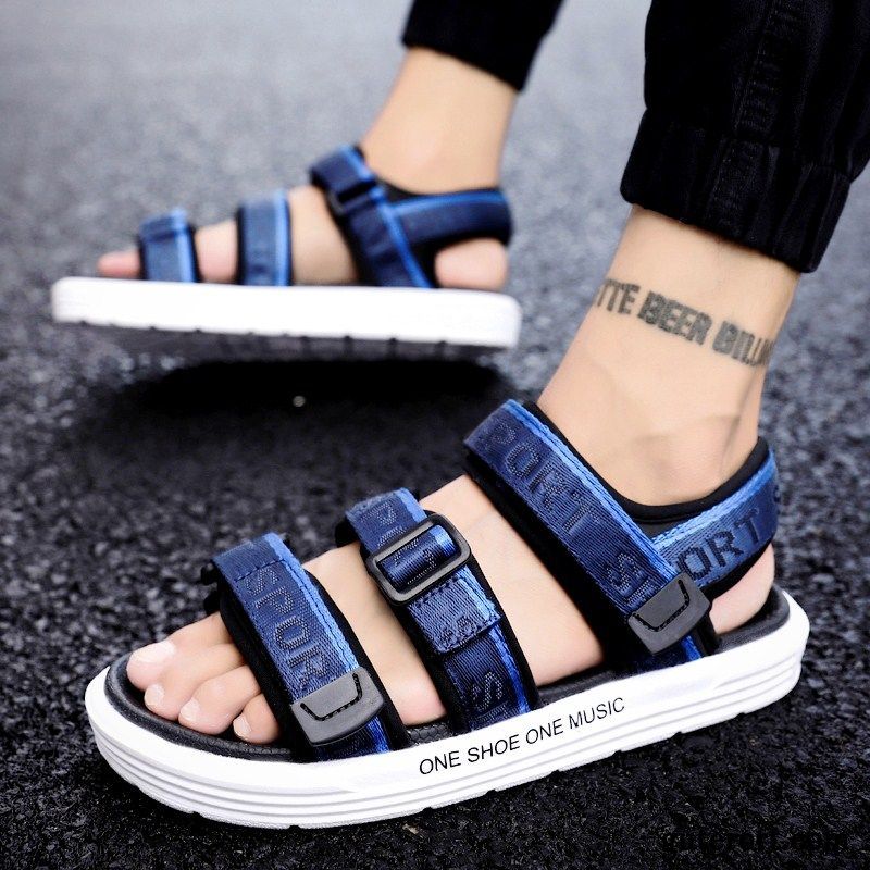 Sandalen Herren Trend Schuhe Neue Hausschuhe Mode Sommer Dunkelblau Sandfarben