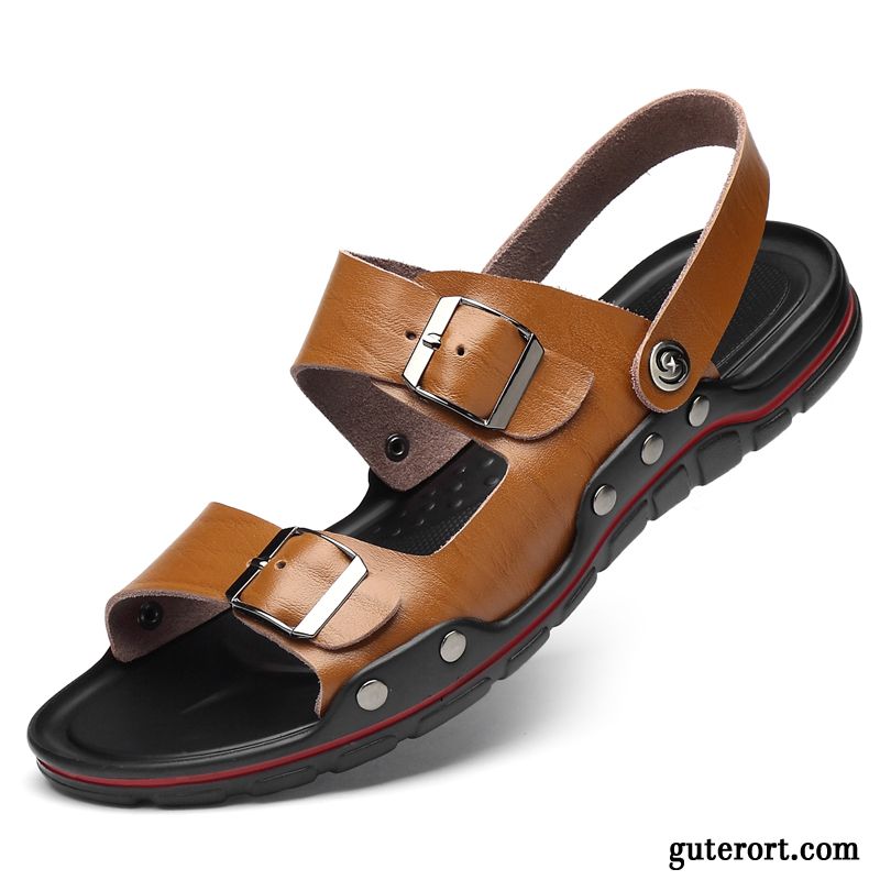 Sandalen Herren Trend Schuhe Sommer Große Größe Atmungsaktiv Sandfarben Braun