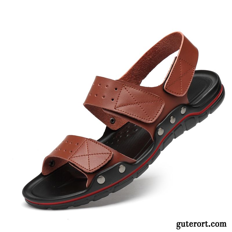 Sandalen Herren Trend Schuhe Sommer Große Größe Atmungsaktiv Sandfarben Braun
