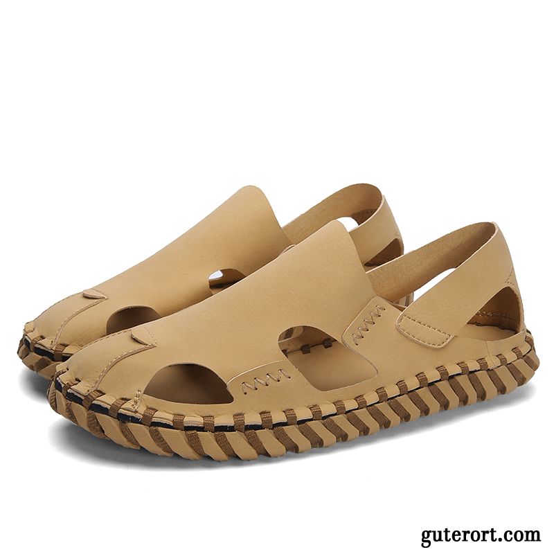 Sandalen Herren Weberei Sommer Neue Persönlichkeit Nationalen Stil Schüler Sandfarben Schwarz Beige