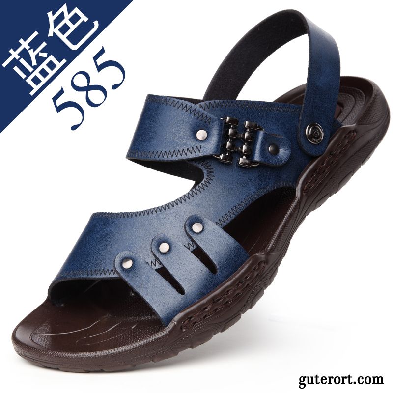 Sandalen Herren Weiche Sohle Casual Sommer Rutschsicher Trend Neue Sandfarben Blau