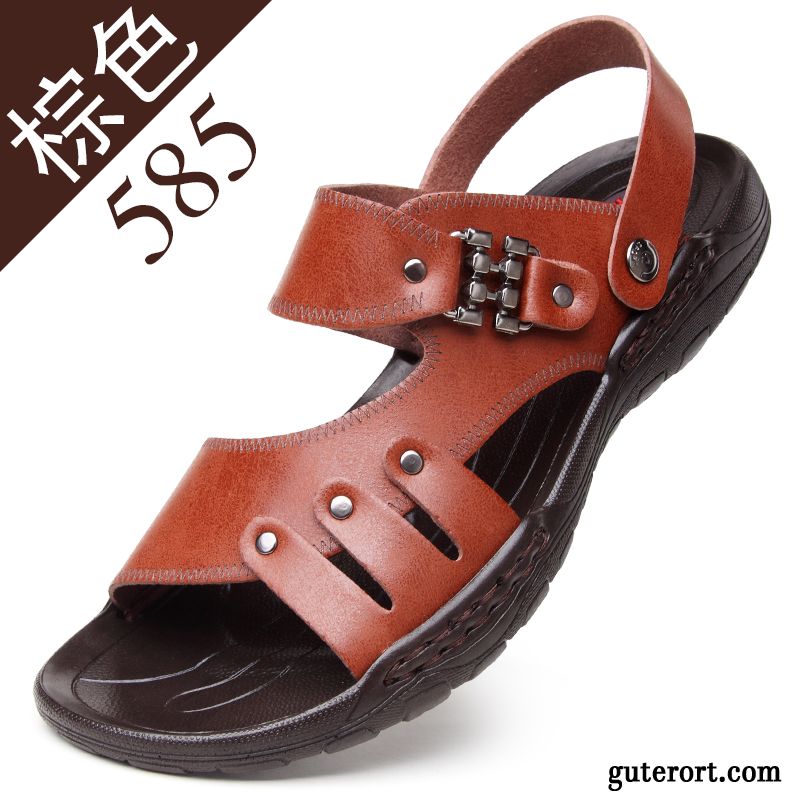 Sandalen Herren Weiche Sohle Casual Sommer Rutschsicher Trend Neue Sandfarben Blau