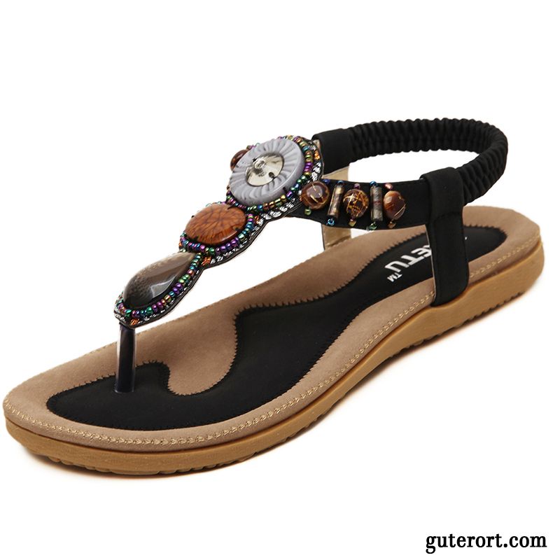 Sandalen Schwarz Gold Billig, Sandalen Damen Zehentrenner Khaki