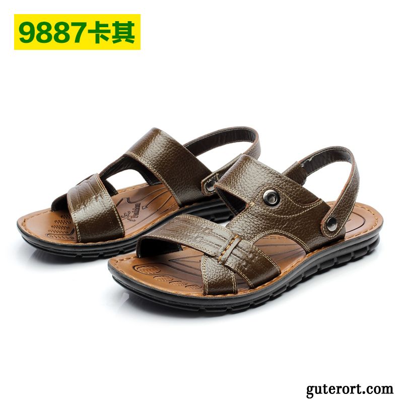 Sandalen Wasserfest Outdoor, Sandalen Herren Leder Braun Hellblau