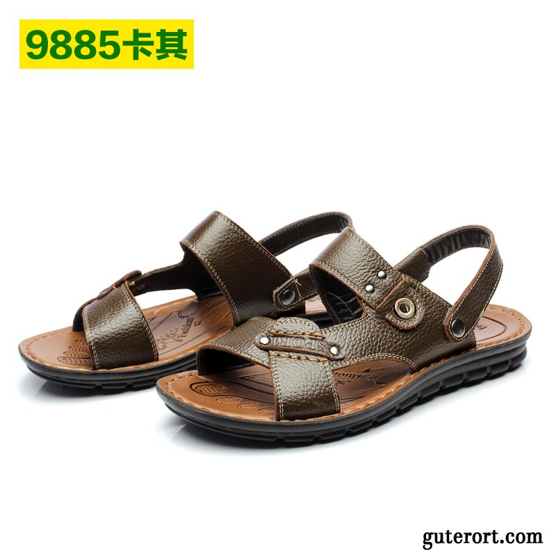 Sandalen Wasserfest Outdoor, Sandalen Herren Leder Braun Hellblau