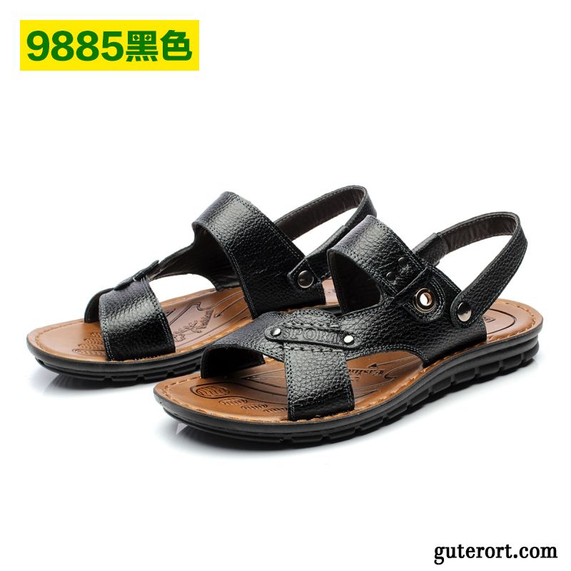 Sandalen Wasserfest Outdoor, Sandalen Herren Leder Braun Hellblau