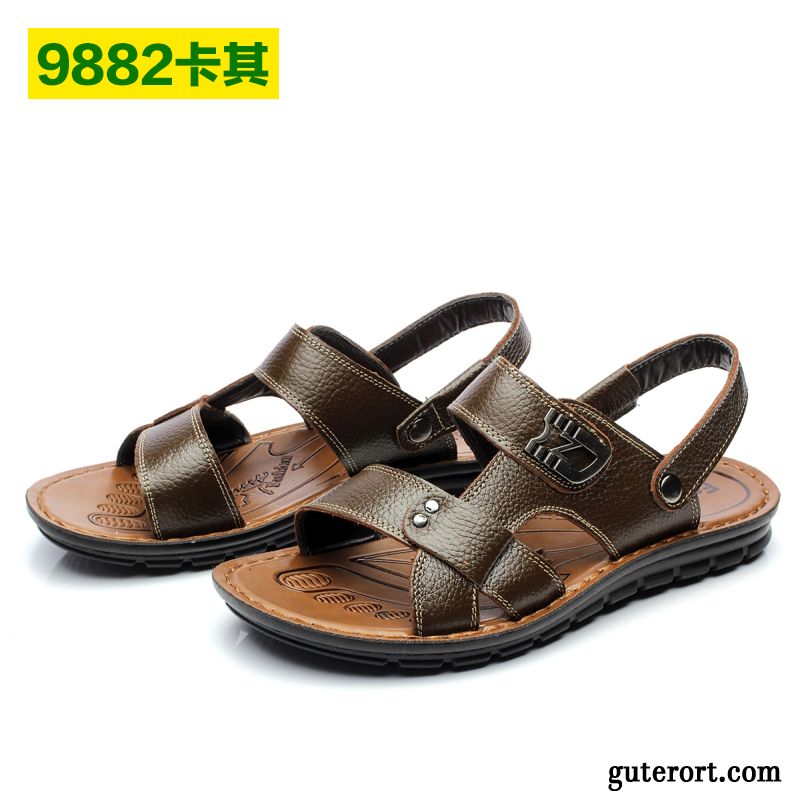 Sandalen Wasserfest Outdoor, Sandalen Herren Leder Braun Hellblau