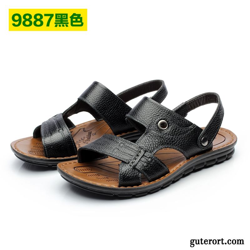 Sandalen Wasserfest Outdoor, Sandalen Herren Leder Braun Hellblau