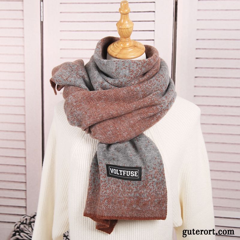 Schal Damen Lätzchen Stricken Herbst Winter All Match Dicke Gradient Gelb