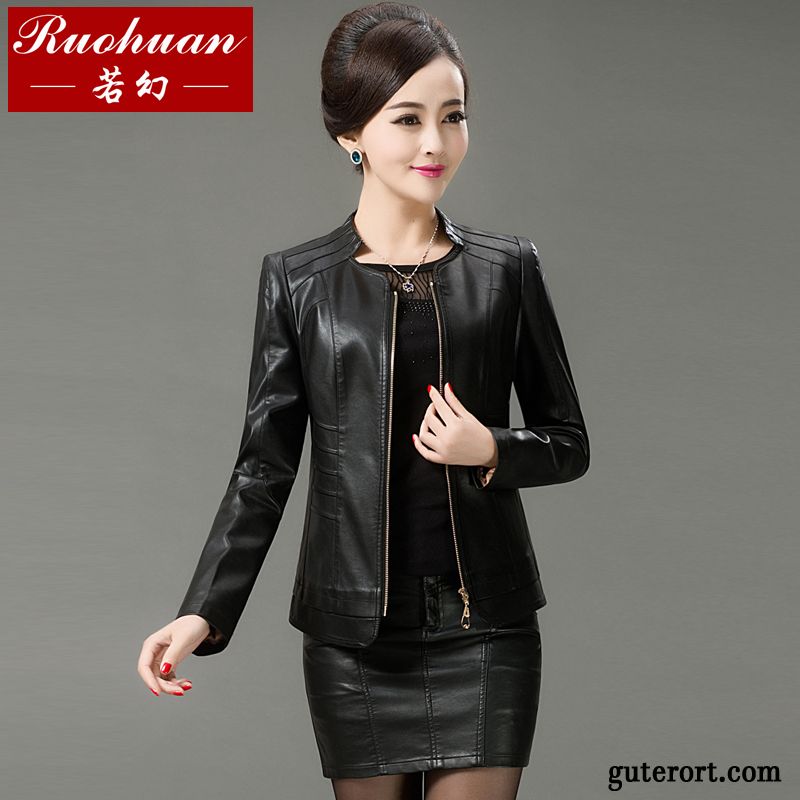 Schicke Lederjacke Damen Billig, Lederjacke Kariert Damen Braun