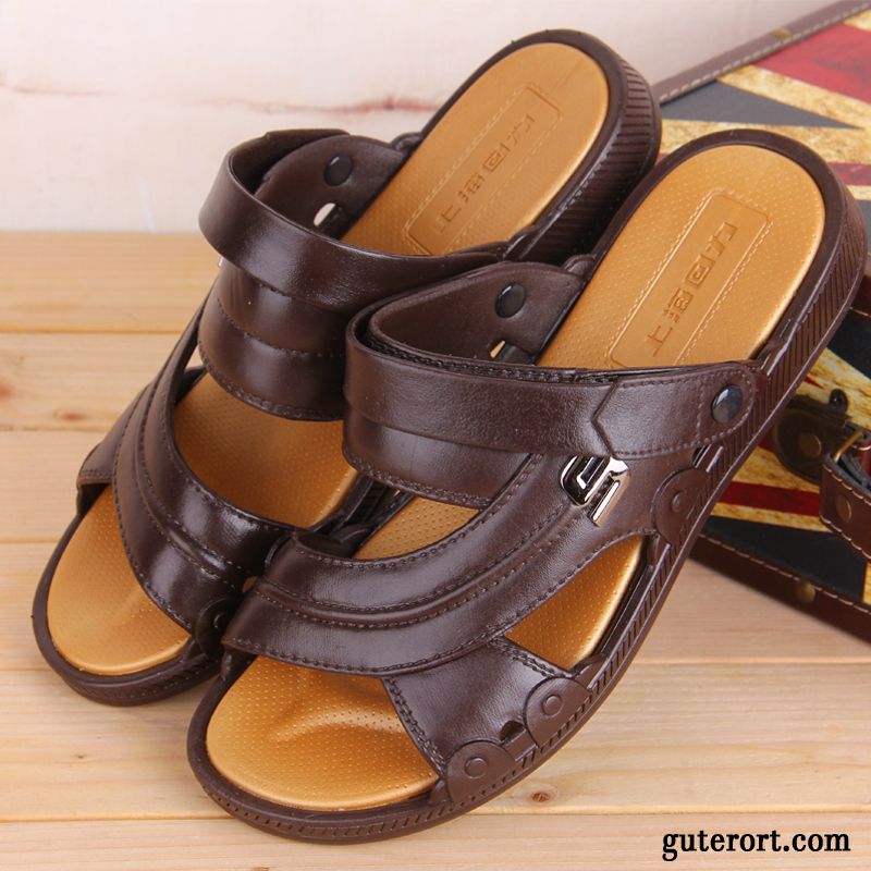 Schuhe Herren Online Günstig, Trekking Sandalen Leder Herren Gelb