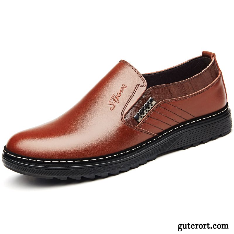 Schuhe Leder Casual Günstig, Leder Stiefeletten Lederschuhe Gestreift